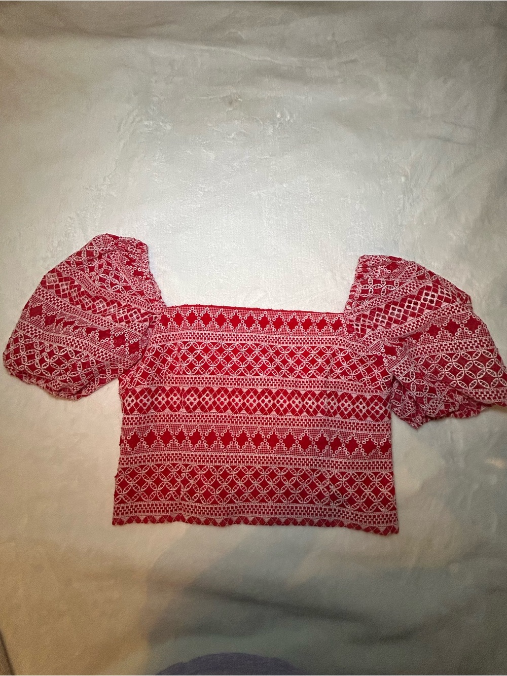 Antonio Melani Red Lace Puff-Sleeve Peasant Top and Maxi Skirt Set Size 14 - Picture 5 of 15